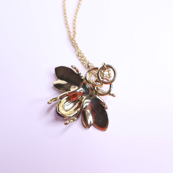 ANN TAYLOR Gemstone Bumblebee Necklace 30" Gold Chain - Picture 3 of 3